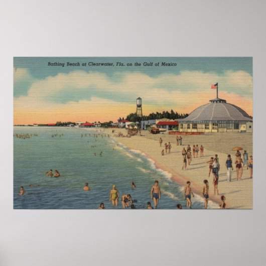 Clearwater, FL - Schwimmer und Sonnenbäder am Stra Poster (Vorne)