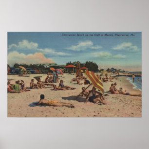 Clearwater, FL - Sunbathers am Clearwater Beach Poster