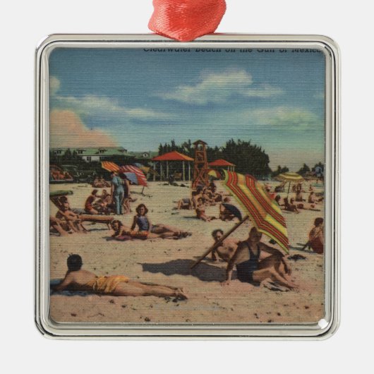 Clearwater, FL - Sunbathers auf Clearwater Strand Ornament Aus Metall (Vorne)