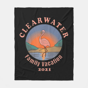 Clearwater Flamingo Vacation 2021 Funny Flaming Fleecedecke