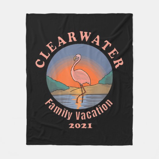 Clearwater Flamingo Vacation 2021 | Funny Flaming Fleecedecke (Vorderseite)