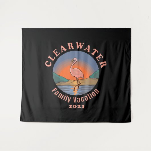 Clearwater Flamingo Vacation 2021 | Funny Flaming Wandteppich (Vorderseite (Horizontal))
