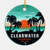 Clearwater Florida Beach Retro Sunset Souvenirs Keramik Ornament (Vorne)