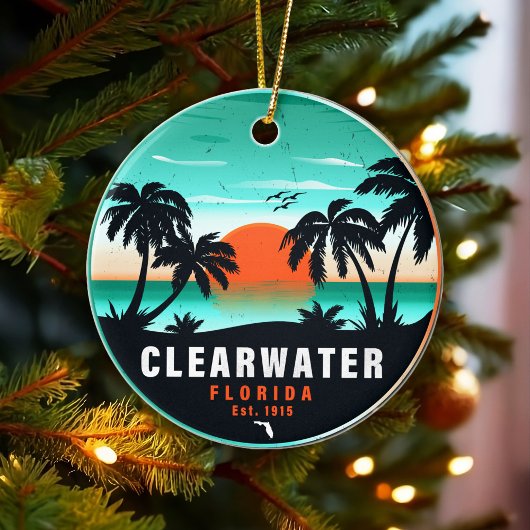 Clearwater Florida Beach Retro Sunset Souvenirs Keramik Ornament