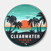 Clearwater Florida Beach Retro Sunset Souvenirs Magnet (Vorne)