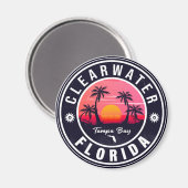 Clearwater Florida Beach Retro Sunset Souvenirs Magnet (Vorderseite/Rückseite)