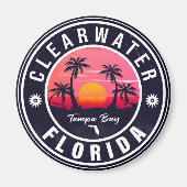 Clearwater Florida Beach Retro Sunset Souvenirs Magnet (Vorne)