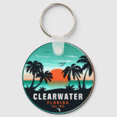 Clearwater Florida Beach Retro Sunset Souvenirs Schlüsselanhänger (Rückseite)