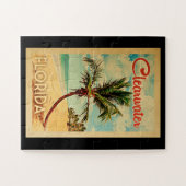 Clearwater Florida Palm Tree Beach Vintage Travel Puzzle (Horizontal)