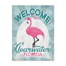 Clearwater Florida Pink Flamingo Retro