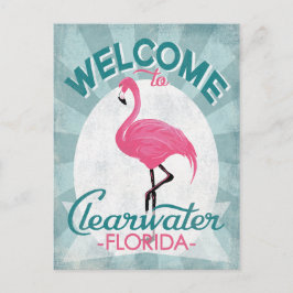 Clearwater Florida Pink Flamingo Retro Postkarte