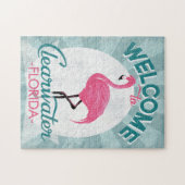 Clearwater Florida Pink Flamingo Retro Puzzle (Horizontal)