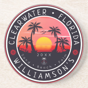 Clearwater Florida Retro Sunset Souvenirs 80er Getränkeuntersetzer
