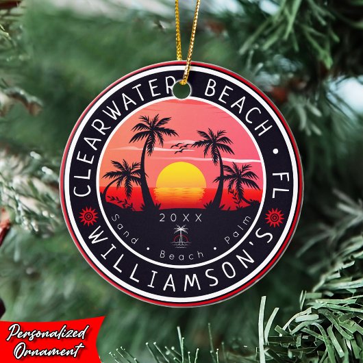 Clearwater Florida Retro Sunset Souvenirs 80er Keramik Ornament