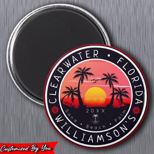 Clearwater Florida Retro Sunset Souvenirs 80er Magnet