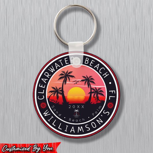 Clearwater Florida Retro Sunset Souvenirs 80er Schlüsselanhänger