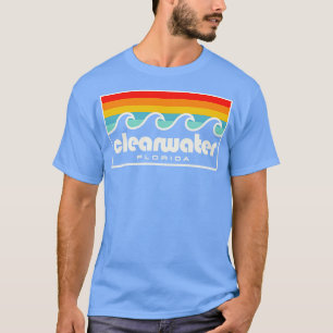Clearwater Florida Tampa Bay Retro Sunset Waves T-Shirt