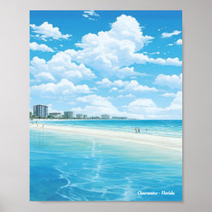 Clearwater Florida USA Spanien Vintage Reise Poster