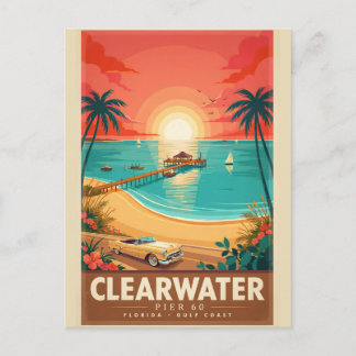 Clearwater Pier 60 Vintage Florida Reiseplakat Postkarte