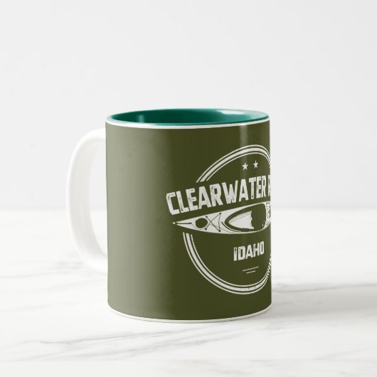 Clearwater River Idaho Kayaking Zweifarbige Tasse (Vorderseite Links)