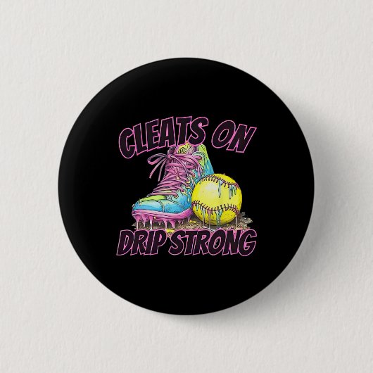Cleats On Drip Strong Softll Drip Softll Mom Retro Button (Vorderseite)