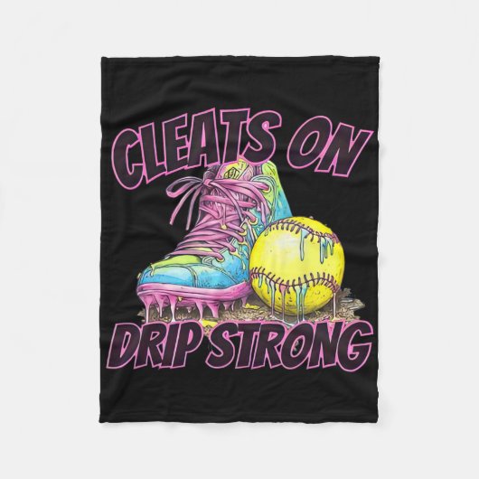 Cleats On Drip Strong Softll Drip Softll Mom Retro Fleecedecke (Vorderseite)