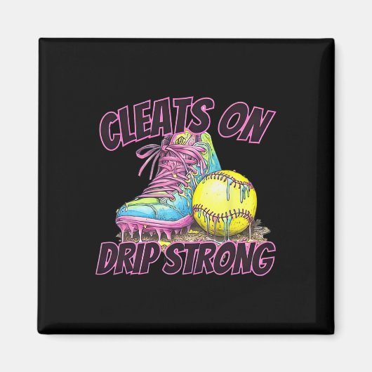 Cleats On Drip Strong Softll Drip Softll Mom Retro Magnet (Vorne)