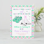 Cleats und Skate Mädchen Geschwister Geburtstag ei Einladung (Stehend Vorderseite)
