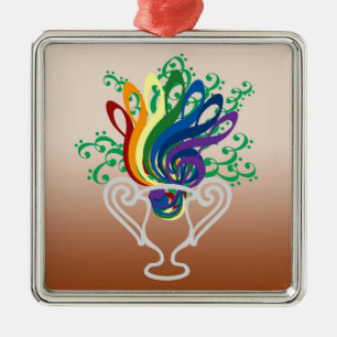 Clef-Blumenstrauß-Verzierung Silbernes Ornament