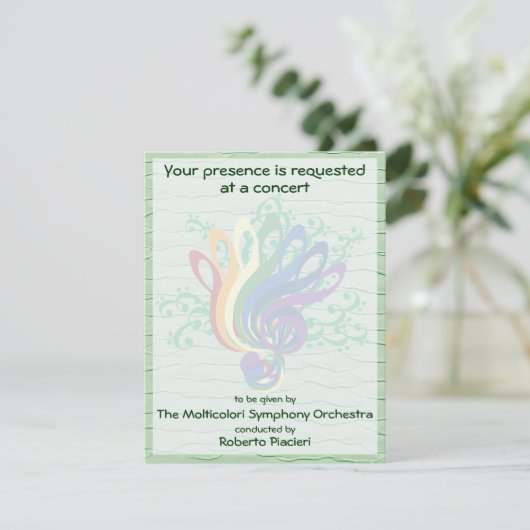 Clef Bouquet Konzert Einladung (Stehend Vorderseite)