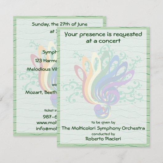 Clef Bouquet Konzert Einladung (Vorne/Hinten)