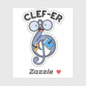 Clef-er Funny Music Pun Aufkleber (Blatt)