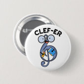 Clef-er Funny Music Pun Button (Vorne & Hinten)