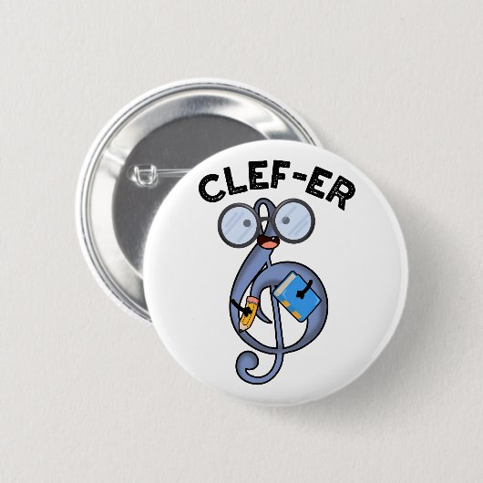 Clef-er Funny Music Pun Button (Vorne & Hinten)
