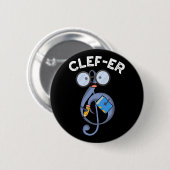 Clef er Funny Music Pun Dark BG Button (Vorne & Hinten)