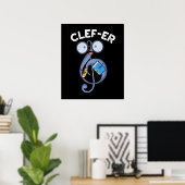 Clef er Funny Music Pun Dark BG Poster (Heimbüro)