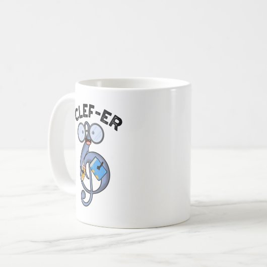 Clef-er Funny Music Pun Kaffeetasse (Vorderseite Links)
