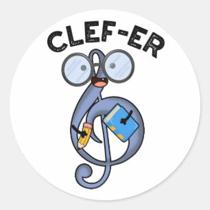 Clef-er Funny Music Pun Runder Aufkleber