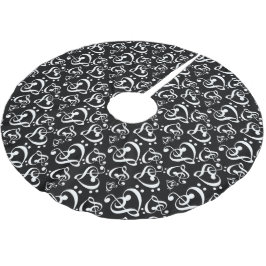 Clef hört Musik als schwarz und weiß Weihnachten Polyester Weihnachtsbaumdecke