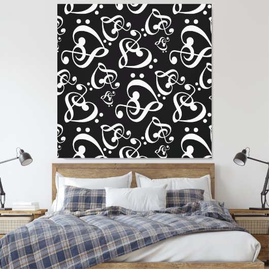 Clef hört Schwarz und Weiße Mauer Leinwand (Insitu (Schlafzimmer))