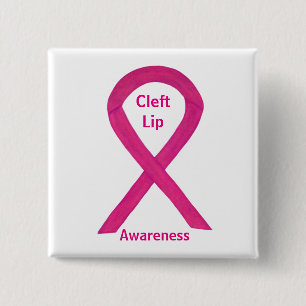 Cleft Lip Awareness Hot Pink Ribbon Button Buttone