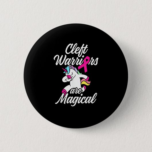 Cleft Palate Lip Warrior Unicorn Starker Krieg Button (Vorderseite)