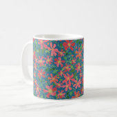 Clematika Rosa, Rot, Orangefarbene Blüte auf Deep Kaffeetasse (Vorderseite Links)