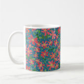 Clematika Rosa, Rot, Orangefarbene Blüte auf Deep Kaffeetasse (Links)