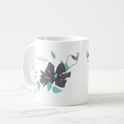 Clematis Aquamariner Blumenmuster Kaffeetasse (Vorderseite Links)