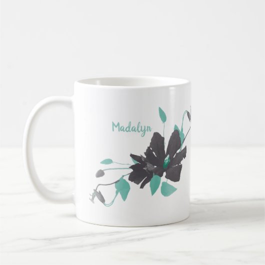 Clematis Aquamariner Blumenmuster Kaffeetasse (Links)