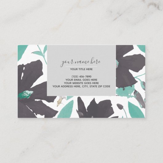 Clematis Aquamarines Blumenmuster Visitenkarte (Rückseite)