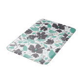 Clematis Aquamarines braunes Blumenmuster Badematte (Schrägansicht)