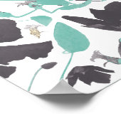 Clematis Aquamarines braunes Muster Kunstdrucken Poster (Ecke)