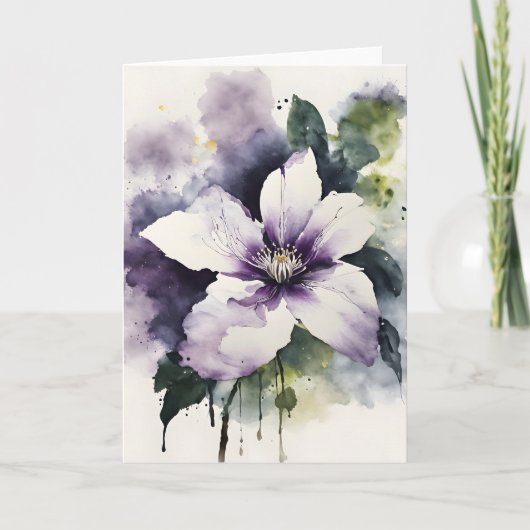 Clematis - Aquarellblumen Karte (Vorderseite)